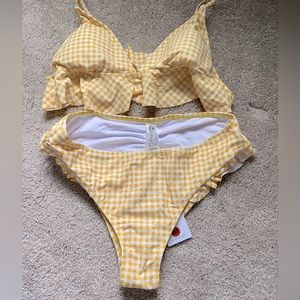 NWT Cupshe Gingham Yellow Bikini